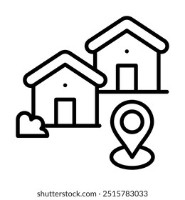 Ilustración vectorial de la línea de iconos de Village Map