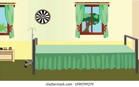 Village Medical Room Inside View Vector Artwork