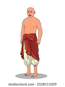 village men three quarter view cartoon character design