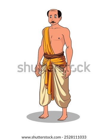 village men three quarter view cartoon character design