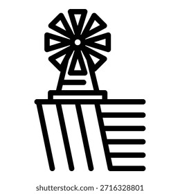 Ícone do engenho da aldeia. Contornar o ícone do vetor do moinho da aldeia para web design isolado no fundo branco
