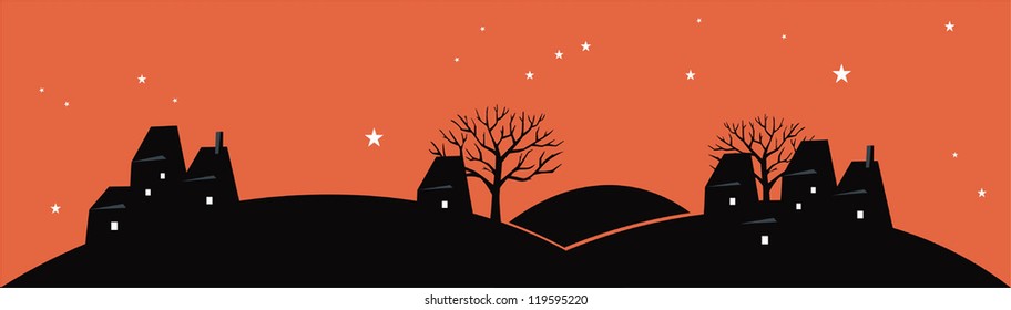 Village night silhouette