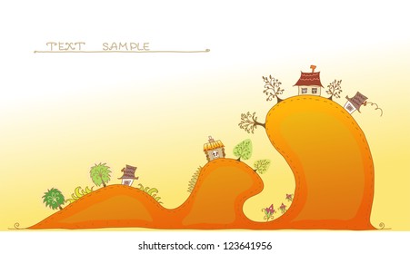 village on the hills background