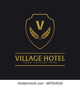 Village Palace Hotel Logo and Emblem. Vector logo illustration