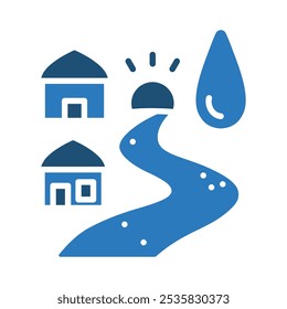 Ilustración vectorial de la línea de iconos de Village Path