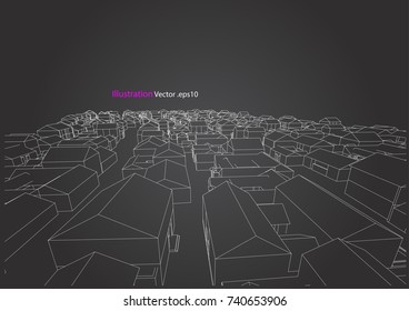 village perspective roof  building vector 
