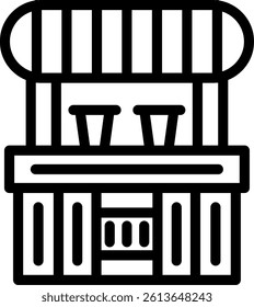 Village Pub Line Vector Icon Design