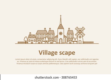 village scape thin flat design