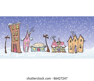 A village scene of whimsical houses. All items are on separate layers for easy editing.