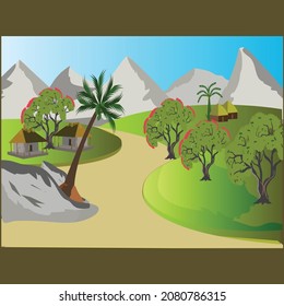 village scenery for animation purpose