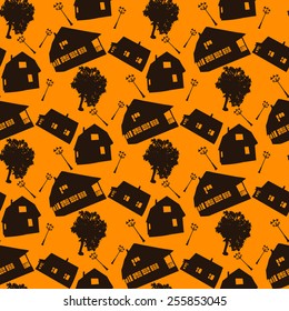 Village seamless pattern vector