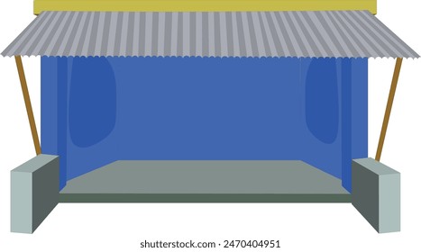 Village shop empty room isolated on white background illustration vector. Indian village hut shop for cartoon animation