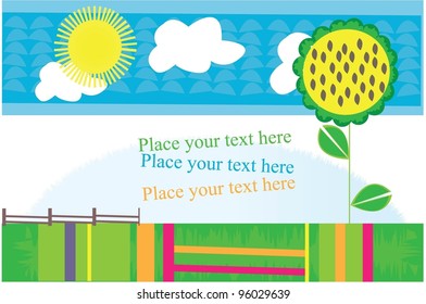 Village summer frame design with sunflower