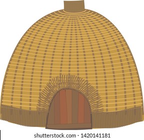 Village tiki hut icon. Cartoon illustration of village tiki hut vector icon logo isolated on white background