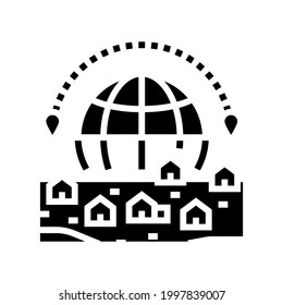 village tourism glyph icon vector. village tourism sign. isolated contour symbol black illustration