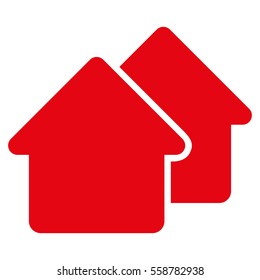Village vector icon. Flat red symbol. Pictogram is isolated on a white background. Designed for web and software interfaces.