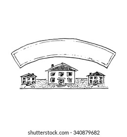 Village. Vector illustration isolated on white background