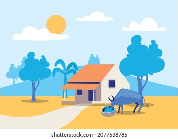 Village view illustration concept vector 