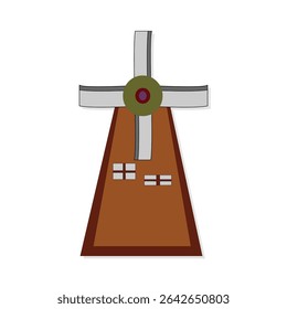 Village windmill fan hand drawn isolated cartoon icon on white background
