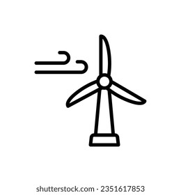 Village Windmill Outline Icon Vector Illustration