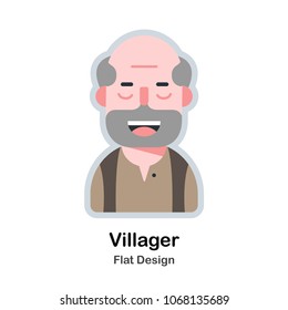 villager avatar flat vector illustration