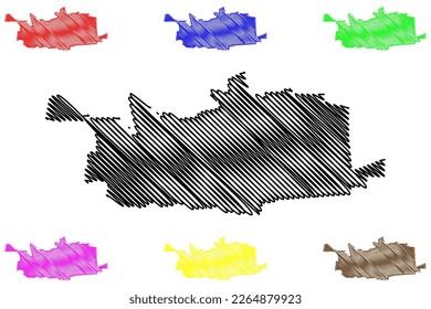 Villagran municipality (Free and Sovereign State of Guanajuato, Mexico, United Mexican States) map vector illustration, scribble sketch Villagrán map