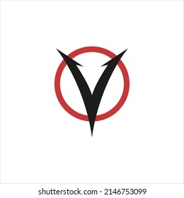 Villain icon design concept. Simple modern letter v in circle logo design. 