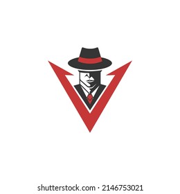 Villain Mafia Logo Design. Mafia Character Icon Vector Illustration. Gangster Logo.