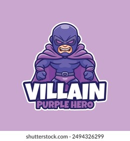 Villain Purple Hero Cartoon Mascot Logo