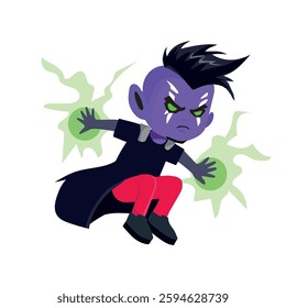 villain with super powers and purple skin, vector illustration.