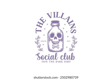 The Villains social club, Halloween Witch Club Sublimation T shirt Design