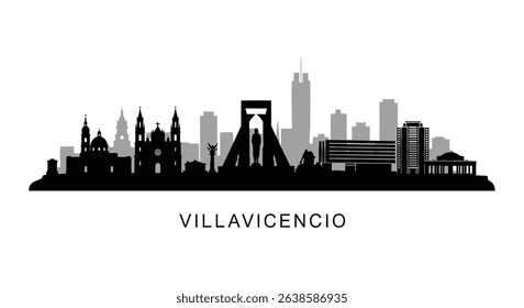 Villavicencio City Skyline Silhouette Colombia.