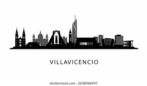 Villavicencio skyline vector with Colombia, and city.