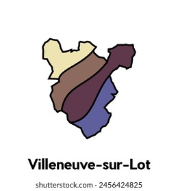 Villeneuve sur Lot Map, France Country map flat style modern logotype design vector illustration