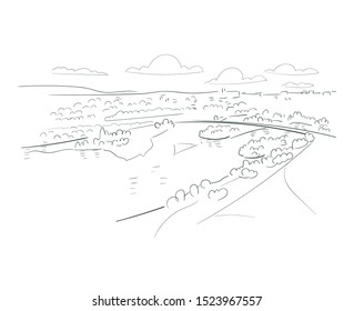 Villeurbanne France Europe vector sketch city illustration line art