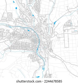 Villingen-Schwenningen, Baden-Wuerttemberg, Germany high resolution vector map with editable paths. Bright outlines for main roads. Use it for any printed and digital background. 