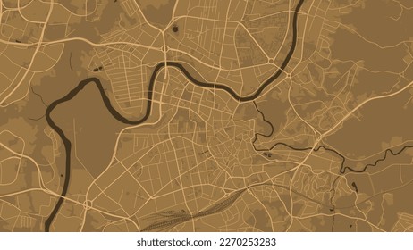 Stadtplan von Vilnius, Stadtplan von Braun und Orange, Litauen, 1920 1080. Neris und Vilnia, Straßen und Eisenbahn, Parks. Vektorgrafik.