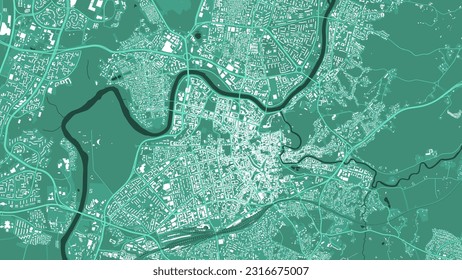 Vilnius city background map, green urban area municipal map, Lithuania, 1920 1080. River Neris and Vilnia, roads and railway, buildings and parks. Vector illustration.