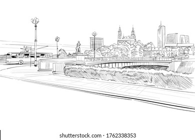 Vilna, Lituania. Ilustración vectorial dibujada a mano.