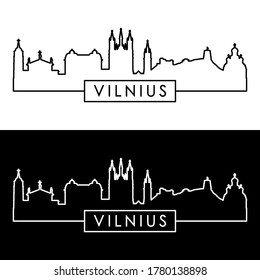 Skyline von Vilnius. Linearer Stil. Bearbeitbare Vektordatei.