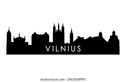 Silueta del horizonte de Vilna. Diseño de la ciudad de Vilnius negro aislado sobre fondo blanco. 