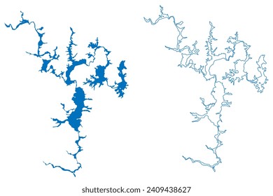 Vilyuy Lake (Russian Federation, Russia) map vector illustration, scribble sketch Reservoir Vilyuy Dam map