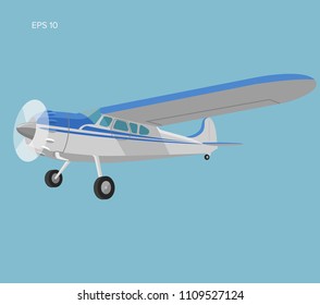 Vimyage small plane vector illustration. Single engine propelled aircraft. Vector illustration. Icon. Turboprop private plane