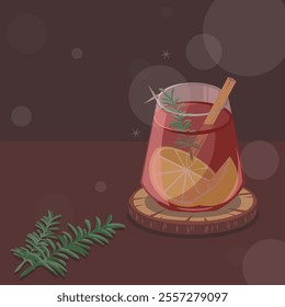 Vin chaud, mulled wine, warm drink, wine, fruit drink illustration