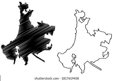 Vina Del Mar City (Republic Of Chile, Valparaiso Region) Map Vector Illustration, Scribble Sketch City Of Vina Del Mar Map