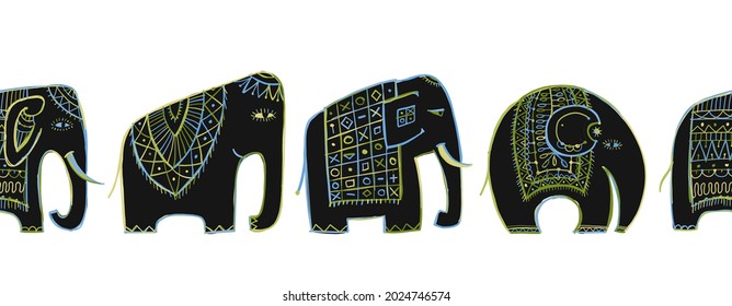 Vinatage elephants, Seamless pattern background for your design