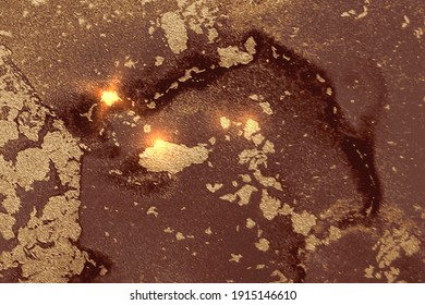 Vinatge abstract fortuna gold and brown marble texture with sparkles. Vector background in alcohol ink technique with glitter. Template for banner, poster design. Fluid art painting