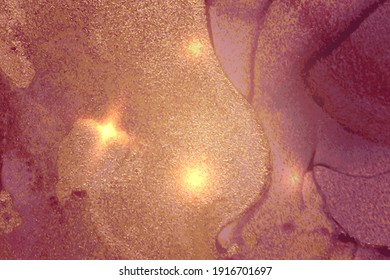 Vinatge abstract gold and bordo marble pattern with sparkles. Vector background in alcohol ink technique with glitter. Template for banner, poster design. Fluid art painting