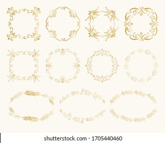 Vinatge golden borders. Filigree and flourishes elements. Vector isolated illustration.