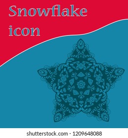 Vinatge star-shape snowflake icon, vector design for winter holidays invitation cover